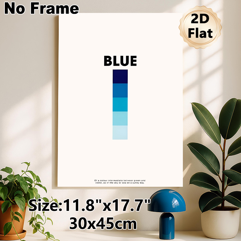 Blue Themed Gradient Painting Poster, Minimalist Text & Color Block Poster, Calming Gradient Design With Descriptive Text, Suitable For Living Room_maomaolike.com