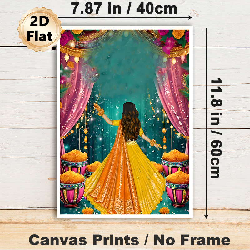 Indian Traditional Dance Painting Poster, Vibrant Colorful Festive Celebration Scene Poster, Captivating Cultural Artwork Ideal For Living Room_maomaolike.com