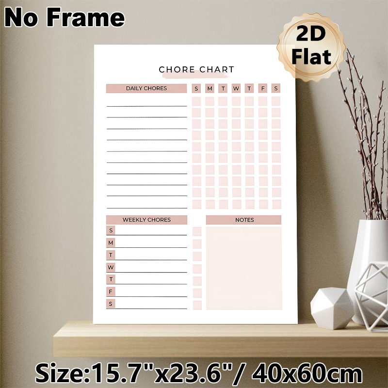 Chore Chart Painting Poster, Soft Blush Minimalist Chore Planner Poster, Practical Design To Track Daily And Weekly Household Tasks, Ideal For Home_maomaolike.com