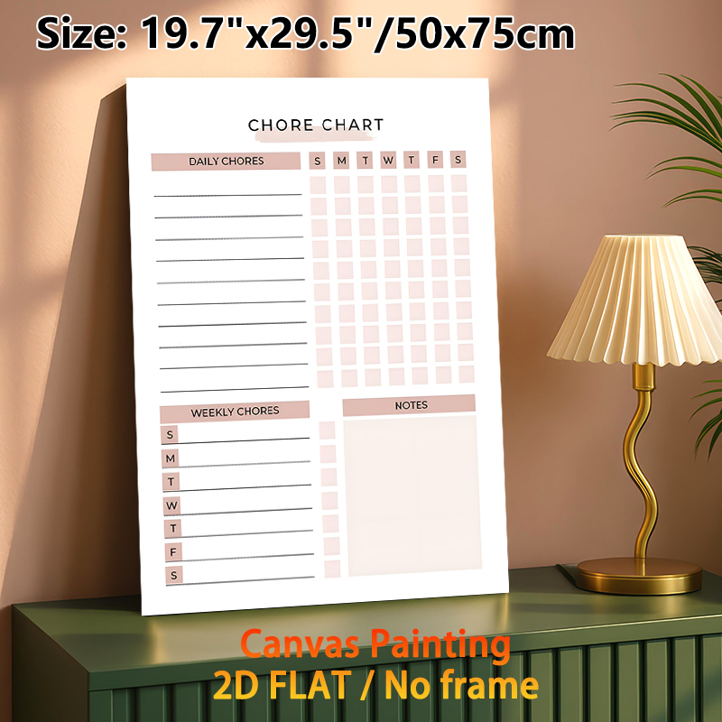 Chore Chart Painting Poster, Soft Blush Minimalist Chore Planner Poster, Practical Design To Track Daily And Weekly Household Tasks, Ideal For Home_maomaolike.com