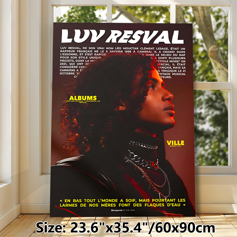 Hip-hop Artist Luv Resval Painting Poster, Moody Red-hued Portrait Poster, Stylish Music-themed Wall Decor Suitable For Bedroom, Music Studio, Living_maomaolike.com
