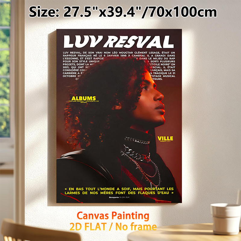 Hip-hop Artist Luv Resval Painting Poster, Moody Red-hued Portrait Poster, Stylish Music-themed Wall Decor Suitable For Bedroom, Music Studio, Living_maomaolike.com