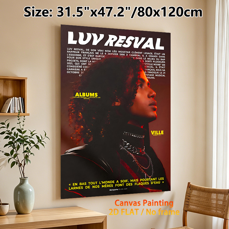 Hip-hop Artist Luv Resval Painting Poster, Moody Red-hued Portrait Poster, Stylish Music-themed Wall Decor Suitable For Bedroom, Music Studio, Living_maomaolike.com