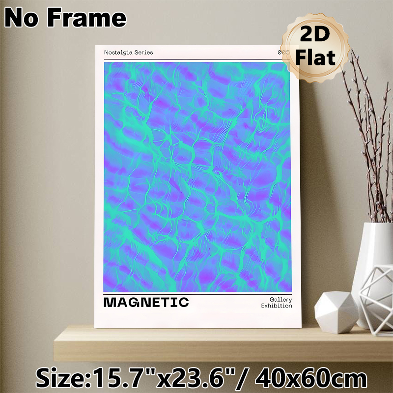 Magnetic Abstract Painting Poster, Vibrant Blue-Purple Swirly Fluid Art Poster, Eye-catching Artistic Decor Ideal For Living Room, Gallery Wall_maomaolike.com