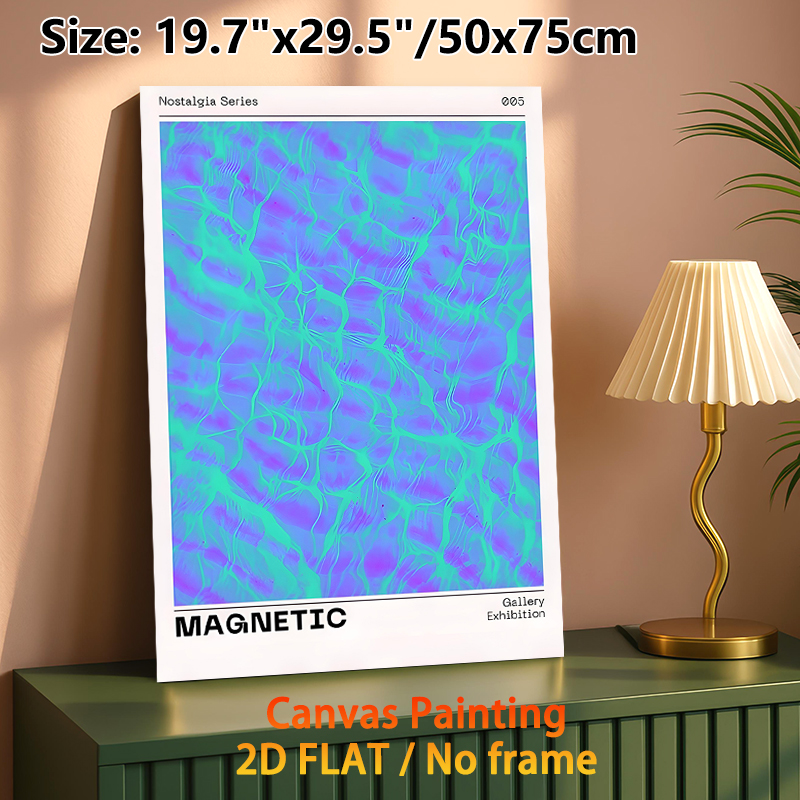 Magnetic Abstract Painting Poster, Vibrant Blue-Purple Swirly Fluid Art Poster, Eye-catching Artistic Decor Ideal For Living Room, Gallery Wall_maomaolike.com