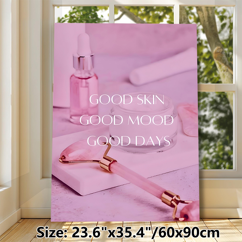 Skincare Motivational Painting Poster, Soft Pink-hued Skincare Still Life Poster, Inspirational Quote Decor Ideal For Bathroom, Spa Room And Vanity_maomaolike.com