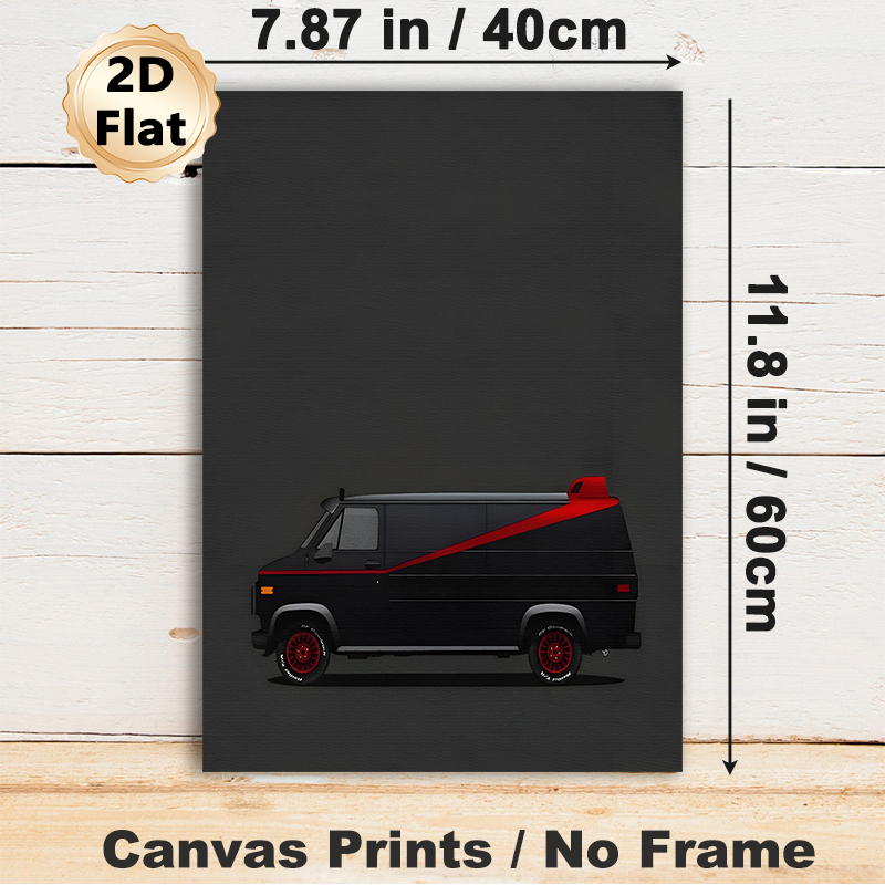 Vintage Van Painting Poster, Sleek Minimalist Graphic Poster, Stylish Retro Vehicle Artwork Featuring Black Van With Red Accents, Ideal For Living_maomaolike.com