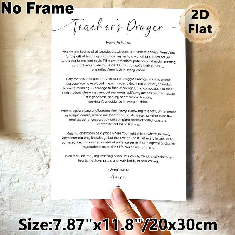 Teacher's Prayer Painting Poster, Elegant Minimalist Typographic Text Poster, Inspirational Religious Message Ideal For Classroom, Teacher's Office_maomaolike.com