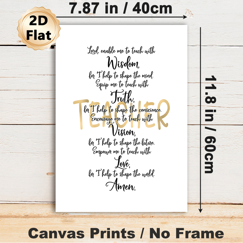 Teacher Prayer Painting Poster, Elegant Black & Gold Calligraphy Poster, Inspirational Religious Message Ideal For Classroom, Teacher's Office_maomaolike.com