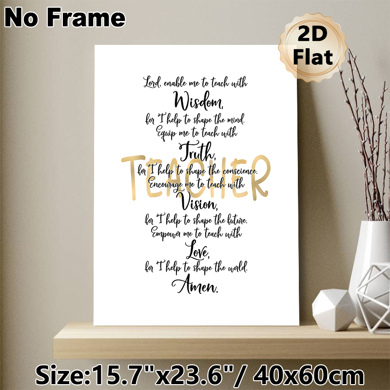 Teacher Prayer Painting Poster, Elegant Black & Gold Calligraphy Poster, Inspirational Religious Message Ideal For Classroom, Teacher's Office_maomaolike.com