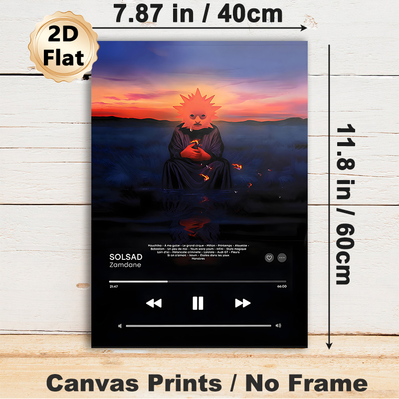 Sad Sun Themed Painting Poster, Surreal Vibrant Dusk Scene Poster, Melancholic Artistic Design, Ideal For Bedroom & Living Room Wall Decor_maomaolike.com