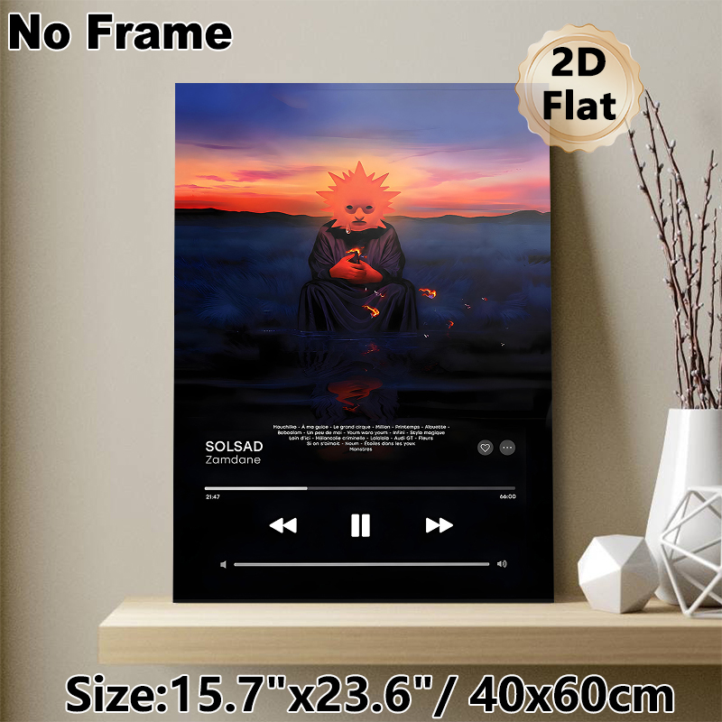 Sad Sun Themed Painting Poster, Surreal Vibrant Dusk Scene Poster, Melancholic Artistic Design, Ideal For Bedroom & Living Room Wall Decor_maomaolike.com