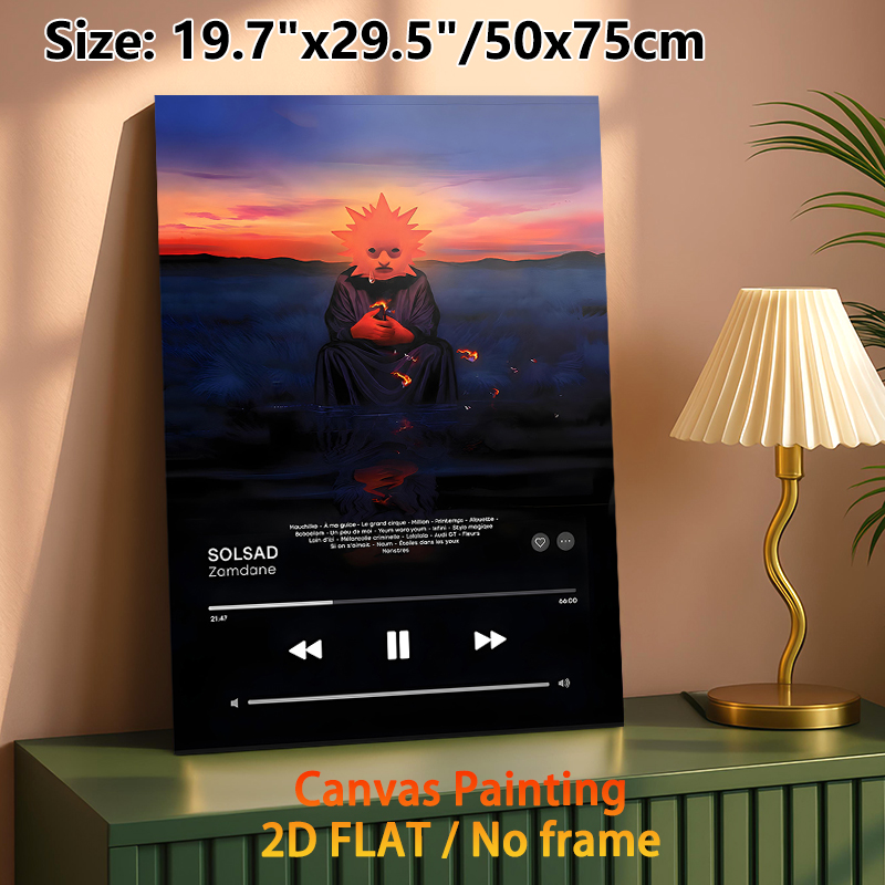 Sad Sun Themed Painting Poster, Surreal Vibrant Dusk Scene Poster, Melancholic Artistic Design, Ideal For Bedroom & Living Room Wall Decor_maomaolike.com
