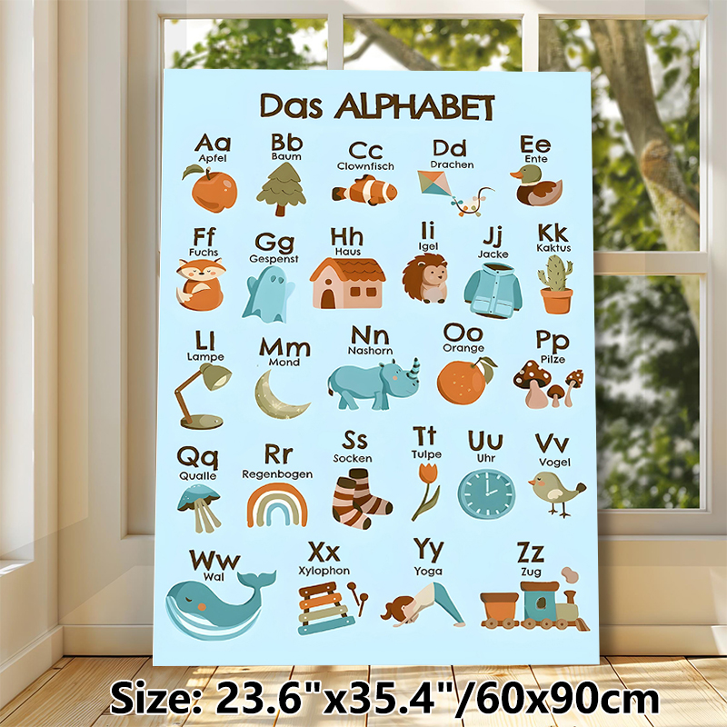 German Alphabet Painting Poster, Cute Cartoon Illustrated Poster, Aids German Vocabulary Learning, Suitable For Language Study Spaces And Home_maomaolike.com