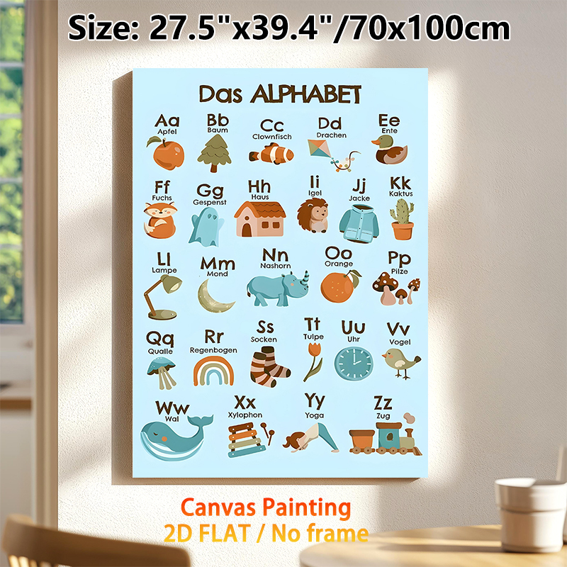 German Alphabet Painting Poster, Cute Cartoon Illustrated Poster, Aids German Vocabulary Learning, Suitable For Language Study Spaces And Home_maomaolike.com