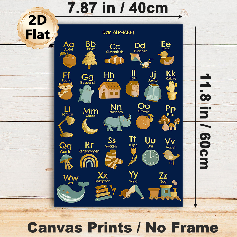 German Alphabet Painting Poster, Warm-toned Cute Cartoon Style Poster, Aids German Letter Learning, Ideal For Study Room And Living Area_maomaolike.com
