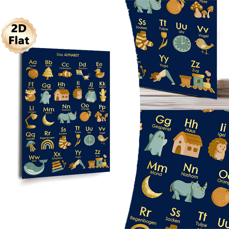 German Alphabet Painting Poster, Warm-toned Cute Cartoon Style Poster, Aids German Letter Learning, Ideal For Study Room And Living Area_maomaolike.com