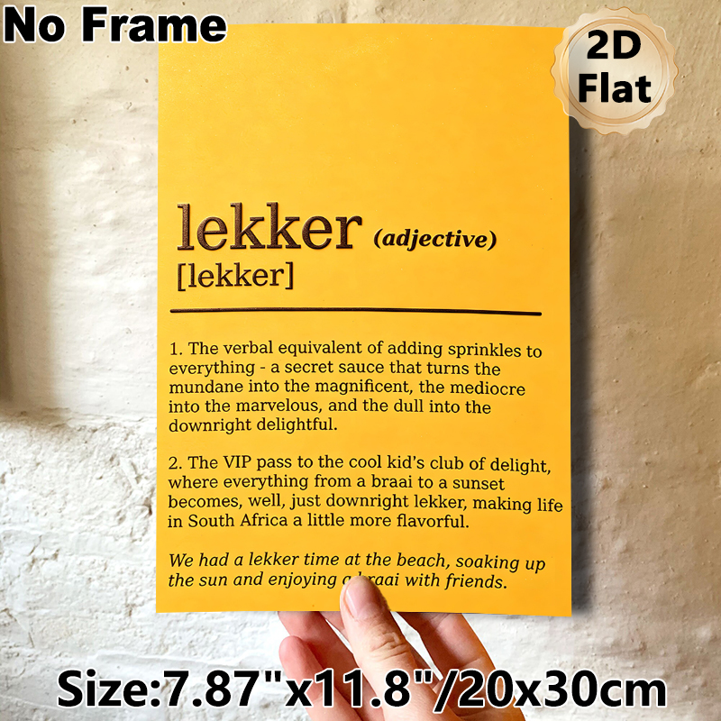 Lekker Definition Painting Poster, Warm-toned Minimalist Typographic Poster, Playful Word Definition Decor Ideal For Living Room, Cafe_maomaolike.com