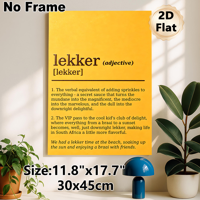 Lekker Definition Painting Poster, Warm-toned Minimalist Typographic Poster, Playful Word Definition Decor Ideal For Living Room, Cafe_maomaolike.com