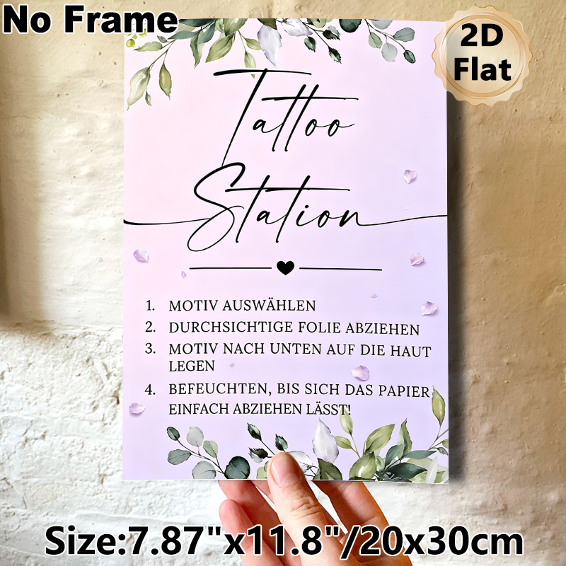 Tattoo Station Painting Poster, Delicate Watercolor Floral & Soft Pastel Gradient Poster, Clear Temporary Tattoo Application Guide, Suitable For_maomaolike.com