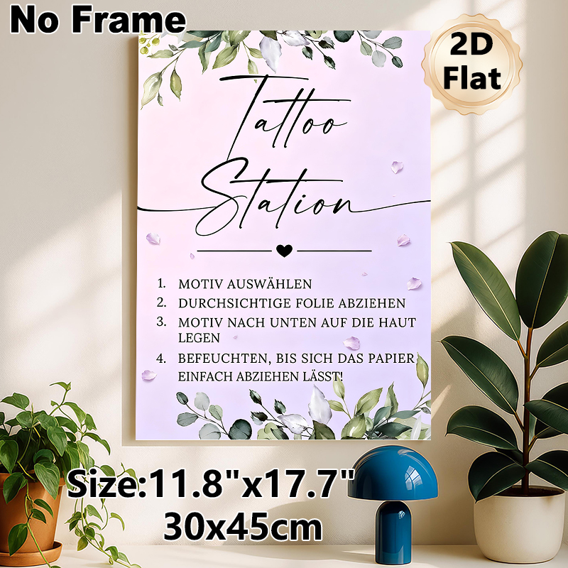 Tattoo Station Painting Poster, Delicate Watercolor Floral & Soft Pastel Gradient Poster, Clear Temporary Tattoo Application Guide, Suitable For_maomaolike.com