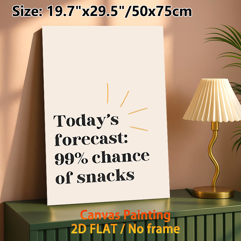 Snack Forecast Painting Poster, Minimalist Typographic Slogan Poster, Lighthearted Humorous Design Brings Playful Vibe, Ideal For Kitchen, Dining Room_maomaolike.com