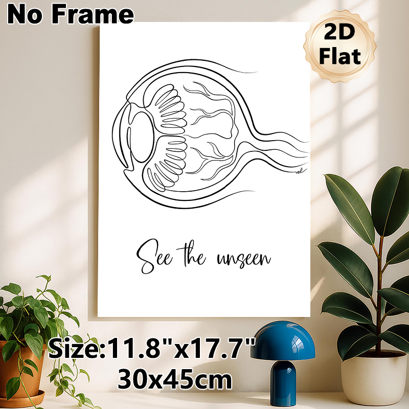 Jellyfish Themed Painting Poster, Minimalist Single-line Black & White Jellyfish Art Poster, Thought-provoking Design With "See The Unseen" Quote_maomaolike.com