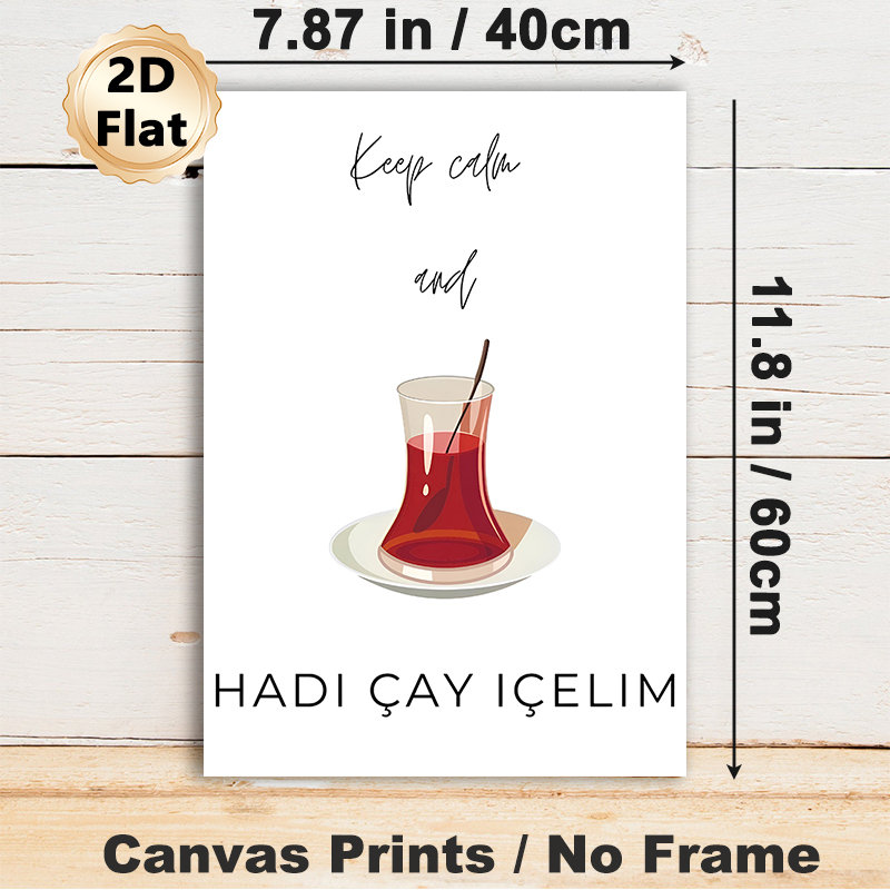 Turkish Tea Themed Painting Poster, Minimalist Illustrated Tea Cup & Quote Poster, Relaxing Design, Suitable For Kitchen And Dining Room Decor_maomaolike.com