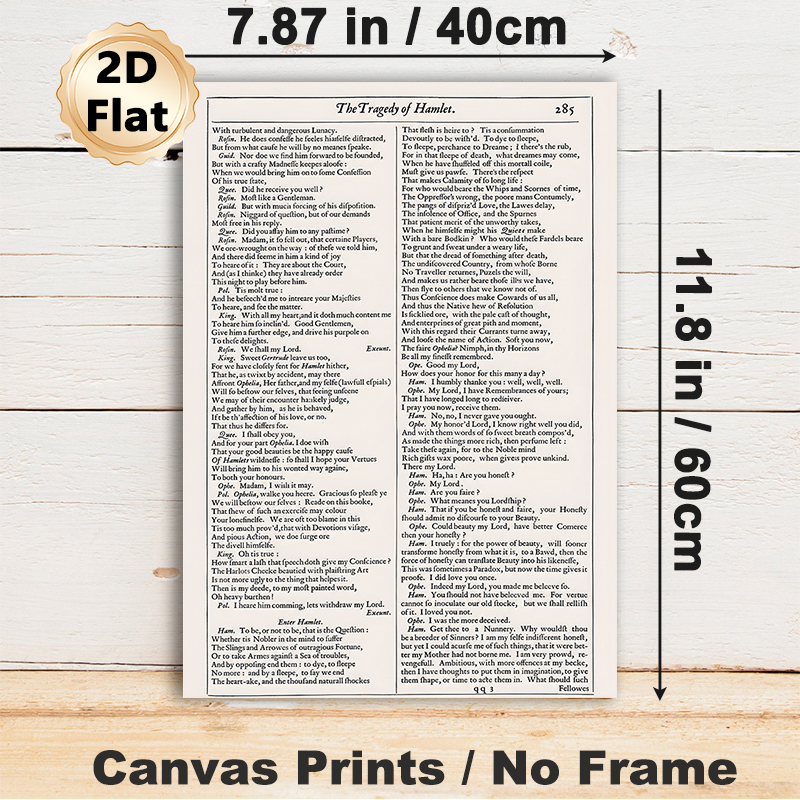 Hamlet Classic Script Painting Poster, Vintage Typographic Antique Drama Text Page Poster, Authentic Literary Excerpt Ideal For Home Study And_maomaolike.com