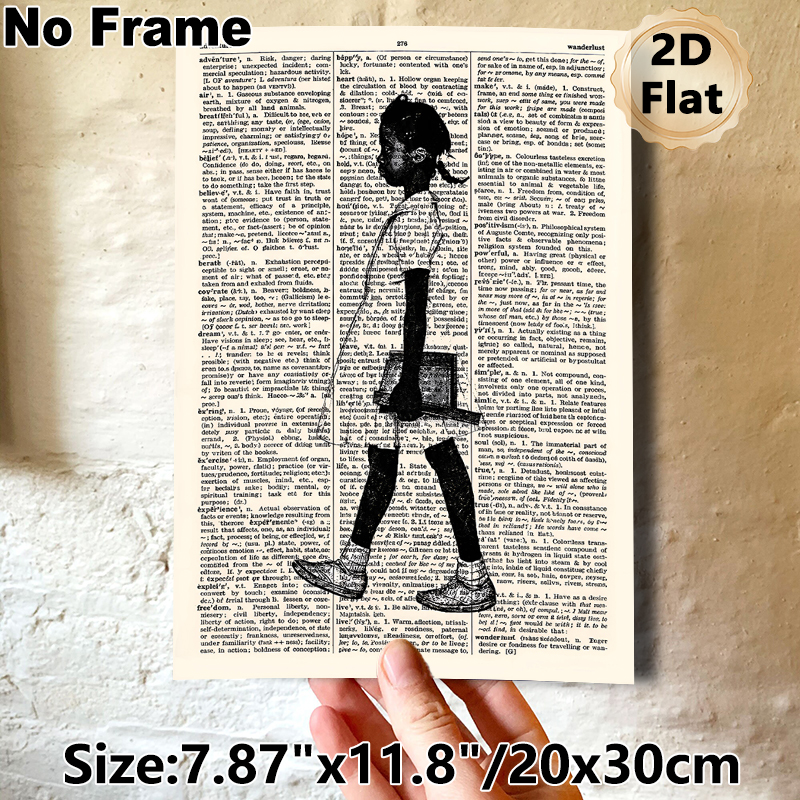 Vintage Schoolgirl Silhouette Painting Poster, Retro Newspaper-style Black & White Artistic Poster, Unique Literary-inspired Decor For Home, Study_maomaolike.com