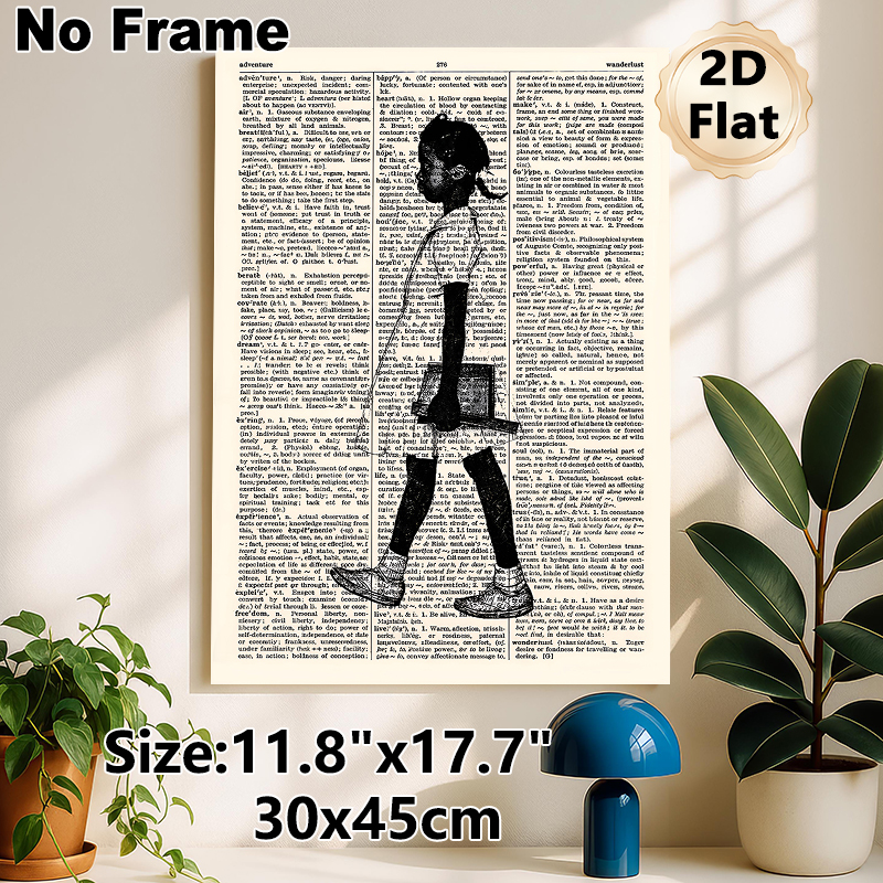 Vintage Schoolgirl Silhouette Painting Poster, Retro Newspaper-style Black & White Artistic Poster, Unique Literary-inspired Decor For Home, Study_maomaolike.com