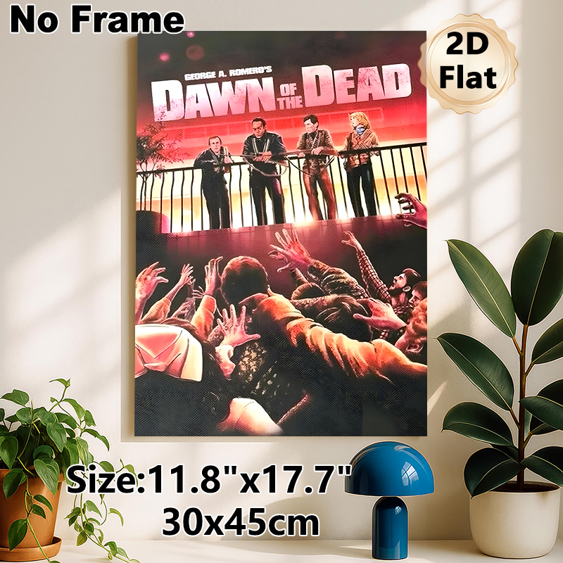 Dawn Of The Dead Themed Painting Poster, Dark Tense Zombie Siege Scene Poster, Captivating Classic Horror Movie Artwork, Ideal For Home Theater_maomaolike.com