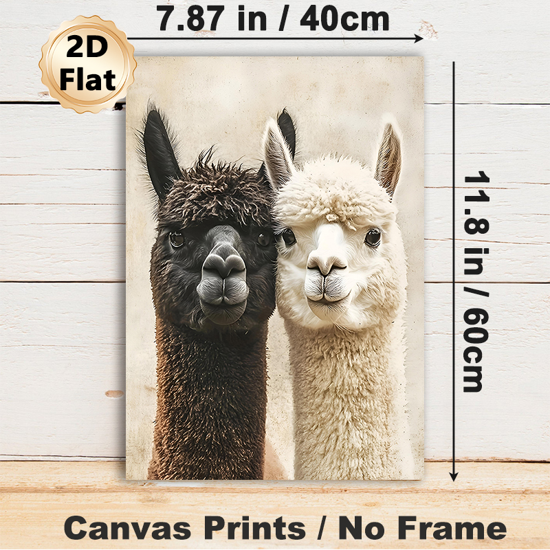 Alpaca Themed Painting Poster, Warm-toned Realistic Cute Alpaca Pair Scene Poster, Charming Animal Artwork Ideal For Living Room, Bedroom And Office_maomaolike.com