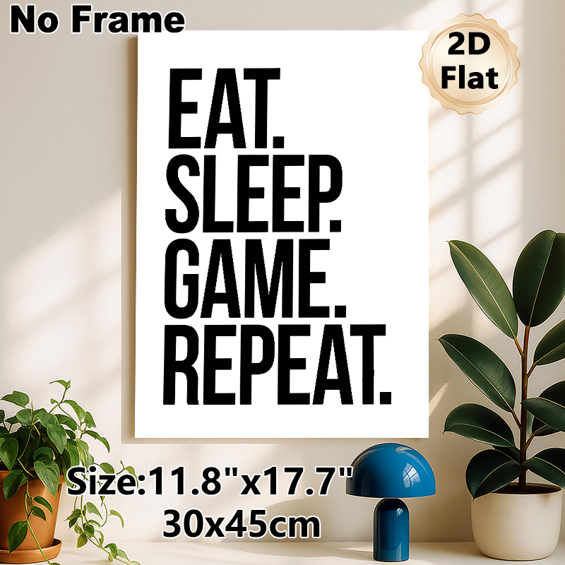 Gaming Slogan Painting Poster, Minimalist Bold Black & White Typography Poster, Simple Gaming-themed Decor Ideal For Game Room, Bedroom_maomaolike.com