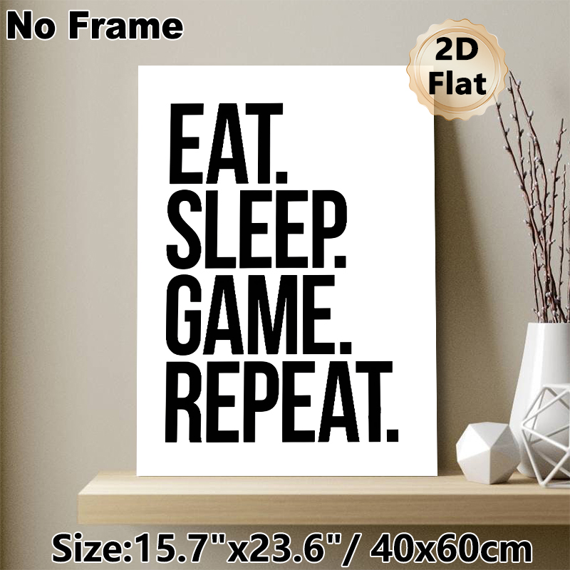 Gaming Slogan Painting Poster, Minimalist Bold Black & White Typography Poster, Simple Gaming-themed Decor Ideal For Game Room, Bedroom_maomaolike.com