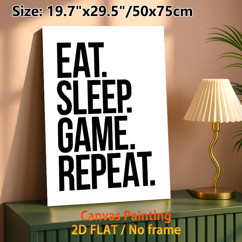 Gaming Slogan Painting Poster, Minimalist Bold Black & White Typography Poster, Simple Gaming-themed Decor Ideal For Game Room, Bedroom_maomaolike.com
