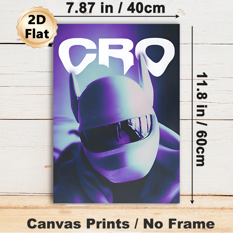 Cyber Racing Helmet Painting Poster, Vibrant Cyberpunk-style Gradient Purple-blue Helmet With "CRO" Text Poster, Stylish Futuristic Decor For Game_maomaolike.com