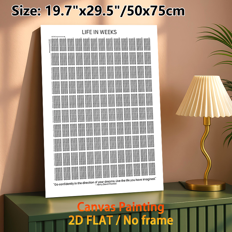 Life In Weeks Painting Poster, Minimalist Black-and-White Weekly Grid Poster, Helps Track Life's Passage With Inspirational Quote, Suitable For Home_maomaolike.com