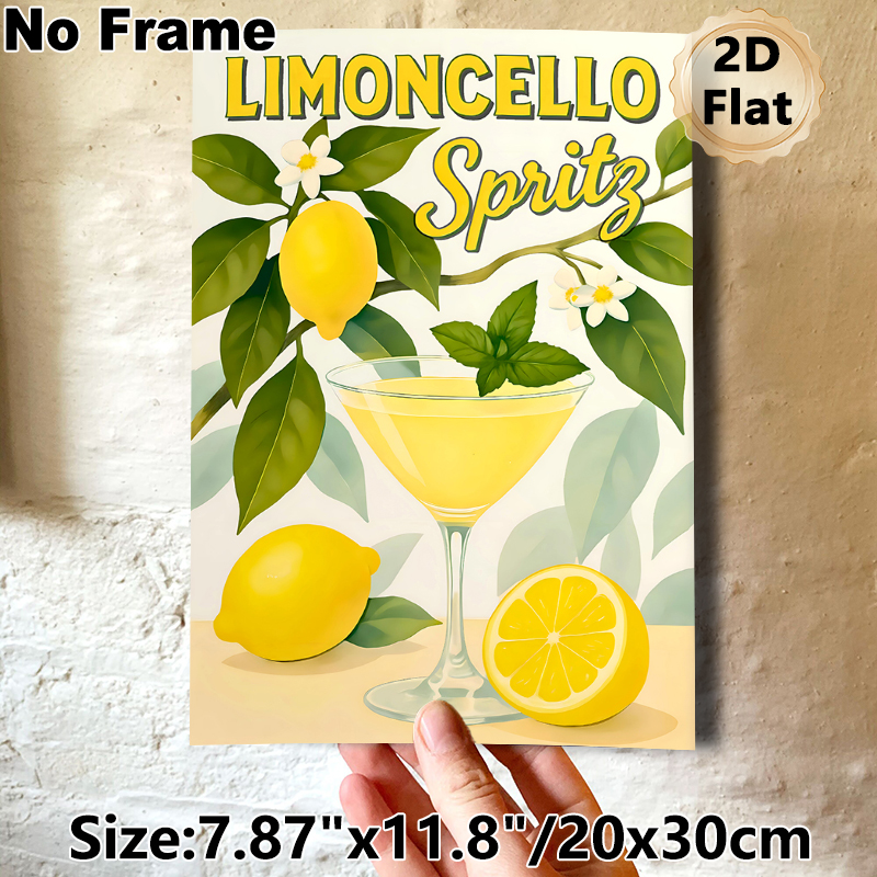 Limoncello Spritz Painting Poster, Bright Citrus & Cocktail Illustration Poster, Refreshing Decor Ideal For Kitchen And Dining Space_maomaolike.com