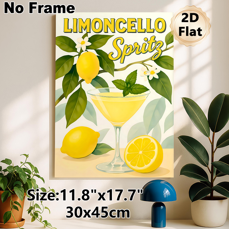 Limoncello Spritz Painting Poster, Bright Citrus & Cocktail Illustration Poster, Refreshing Decor Ideal For Kitchen And Dining Space_maomaolike.com