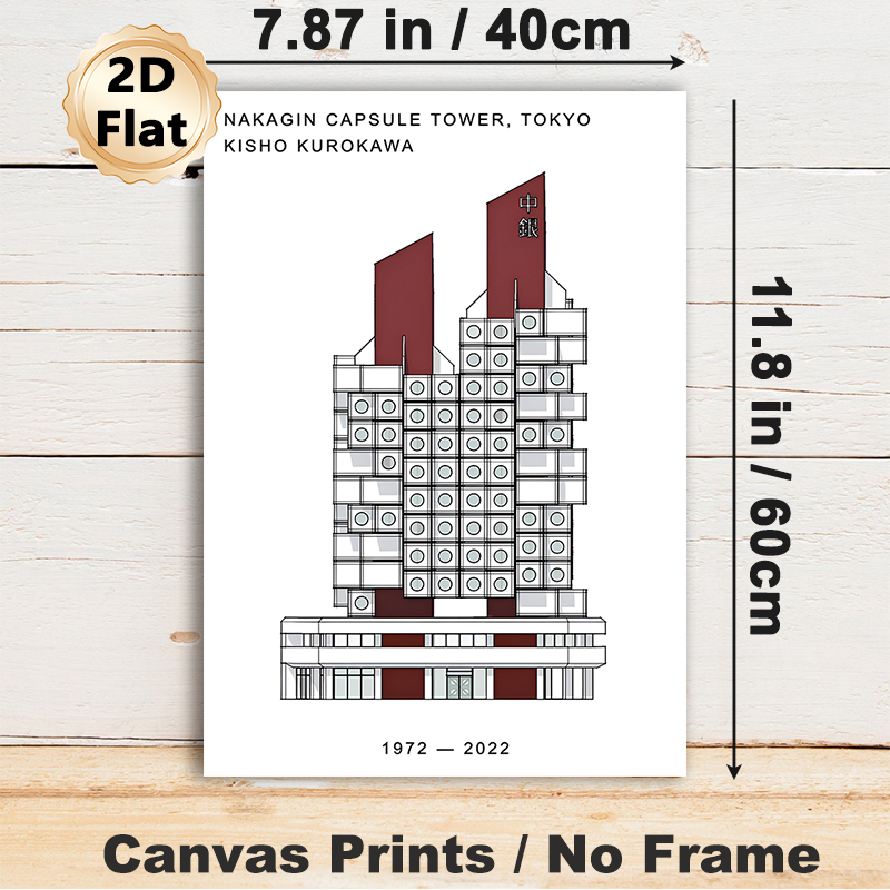 Nakagin Capsule Tower Painting Poster, Minimalist Line Art Architectural Poster, Sleek Iconic Tokyo Tower Design, Ideal For Home Office, Living Room_maomaolike.com