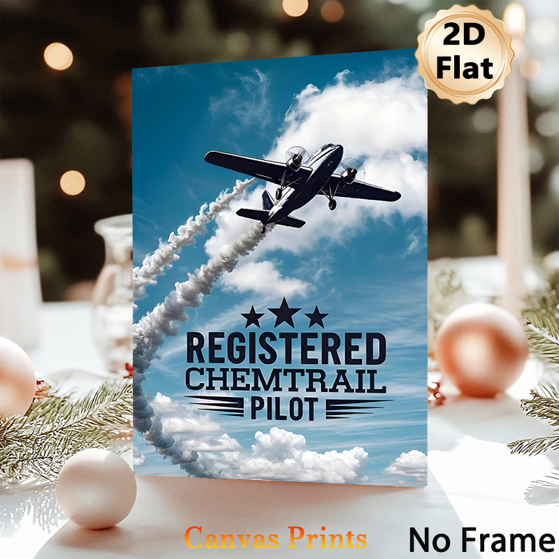 Chemtrail Pilot Aircraft Painting Poster, Retro Twin-engine Plane With Smoke Trails In Blue Sky Poster, Stylish Aviation-themed Decor Ideal For Home_maomaolike.com
