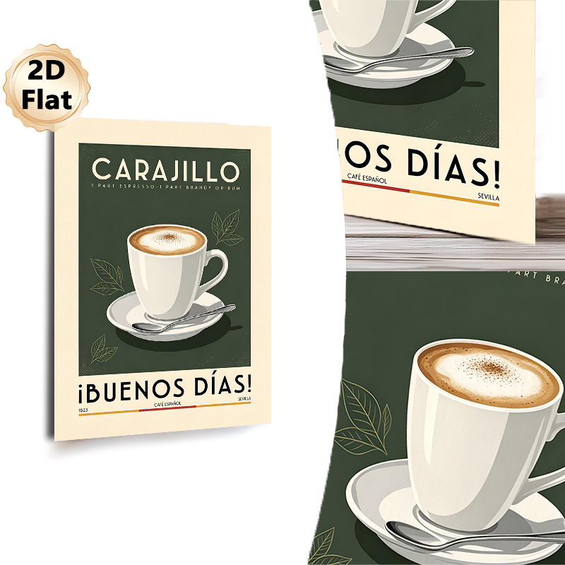 Carajillo Coffee Painting Poster, Vintage Minimalist Illustrated Coffee Cup & Typography Poster, Warm Cozy Ambience Decor For Cafe, Kitchen And Dining_maomaolike.com