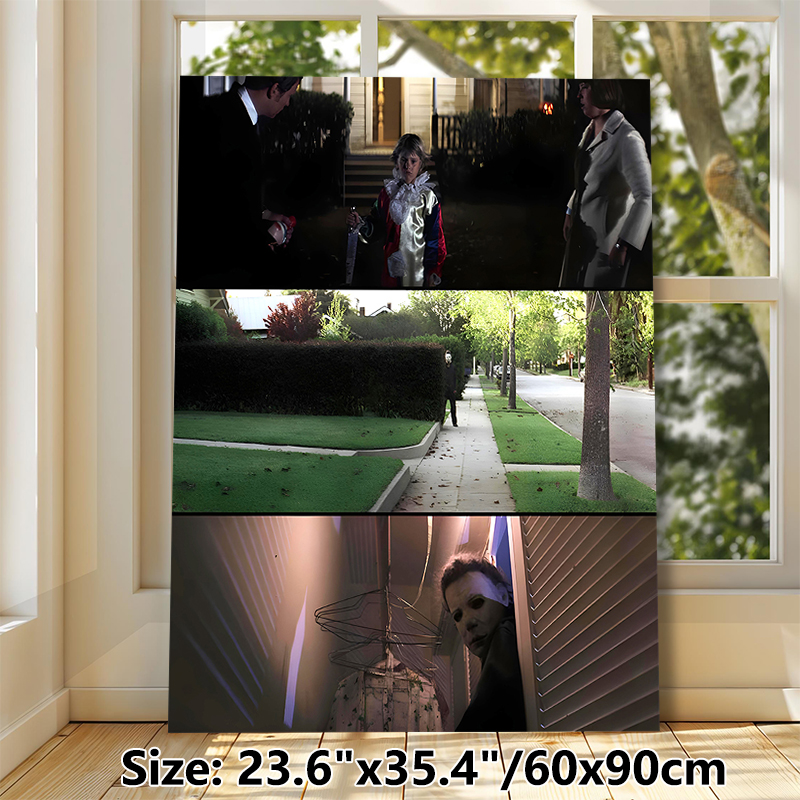 Horror Halloween Michael Myers Painting Poster, Dark Eerie Movie Scene Collage Poster, Spooky Atmospheric Decor Suitable For Home, Halloween Party_maomaolike.com