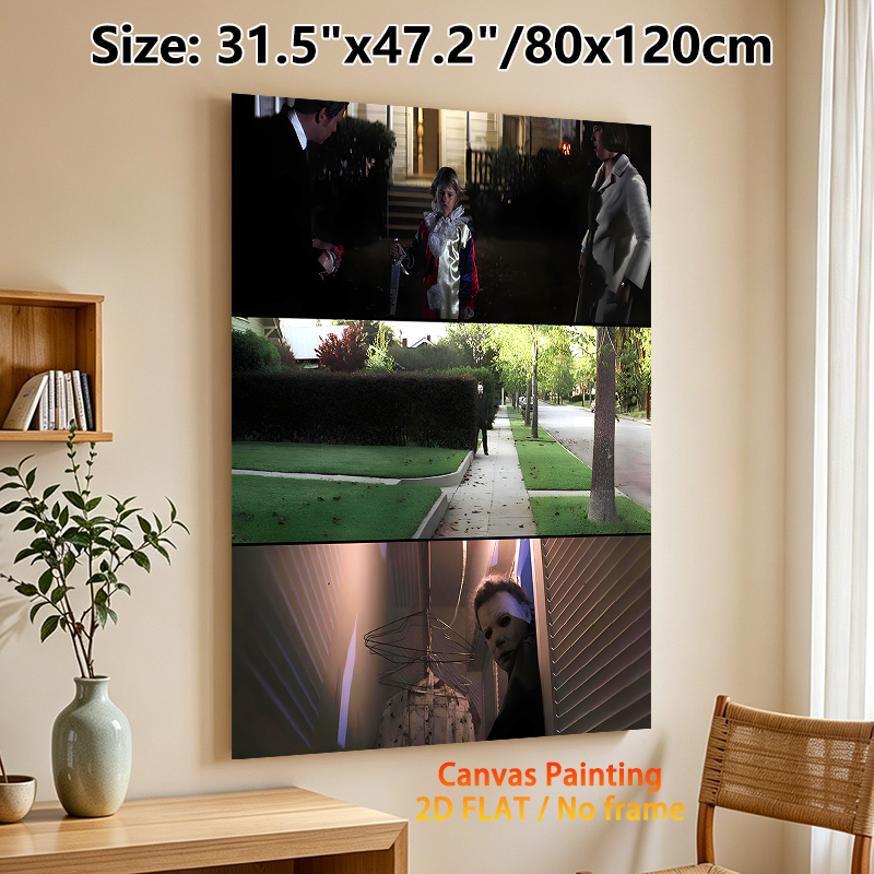 Horror Halloween Michael Myers Painting Poster, Dark Eerie Movie Scene Collage Poster, Spooky Atmospheric Decor Suitable For Home, Halloween Party_maomaolike.com