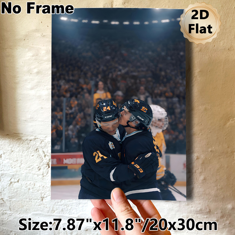 Ice Hockey Celebration Painting Poster, Warm Emotional Arena Scene Poster, Captures Genuine Sports Camaraderie, Ideal For Game Rooms, Sports Bars And_maomaolike.com