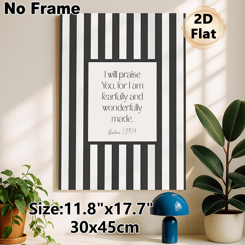 Bible Verse Painting Poster, Minimalist Black & White Striped Poster, Inspirational Religious Scripture Decor Ideal For Living Room, Bedroom And Study_maomaolike.com