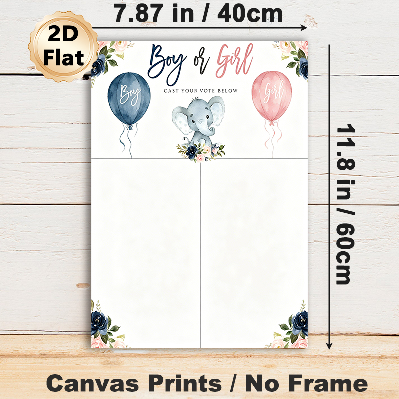 Gender Reveal Painting Poster, Soft Watercolor Elephant & Floral Balloon Poster, Ideal For Gender Vote Activity, Suitable For Baby Shower Gatherings_maomaolike.com