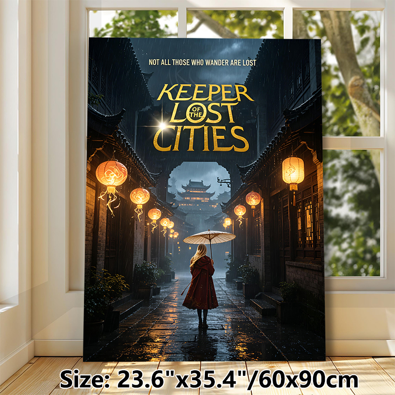 Keeper Of The Lost Cities Themed Painting Poster, Mysterious Rainy Ancient Lane Scene Poster, Atmospheric Literary Artwork For Bedroom, Study Room_maomaolike.com
