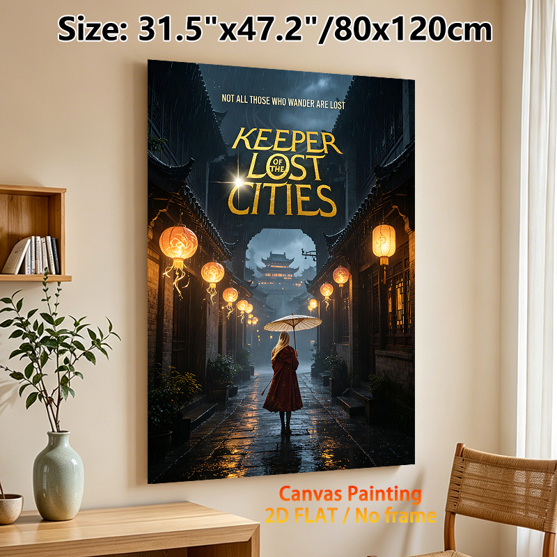 Keeper Of The Lost Cities Themed Painting Poster, Mysterious Rainy Ancient Lane Scene Poster, Atmospheric Literary Artwork For Bedroom, Study Room_maomaolike.com